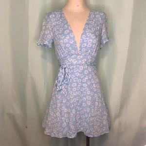 Lulus floral powder blue mini dress
